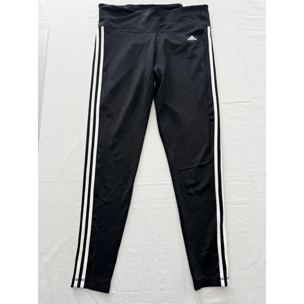 Adidas Leggings Womens XL Black 3 Stripe Climalite Ankle Yoga Pants Athletic